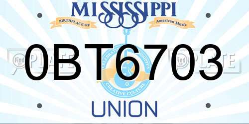 0BT6703 Mississippi License Plate