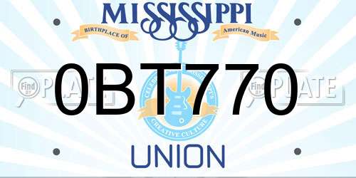 0BT770 Mississippi License Plate