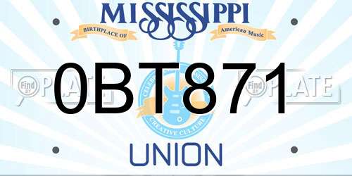 0BT871 Mississippi License Plate