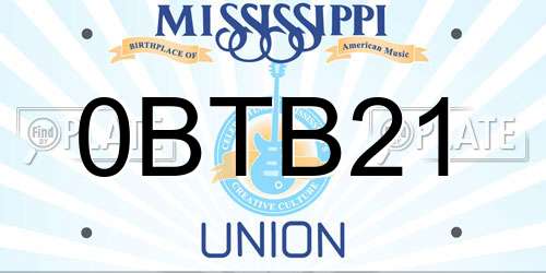 0BTB21 Mississippi License Plate