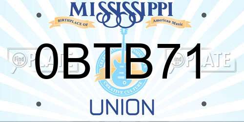 0BTB71 Mississippi License Plate