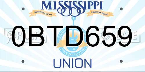 0BTD659 Mississippi License Plate