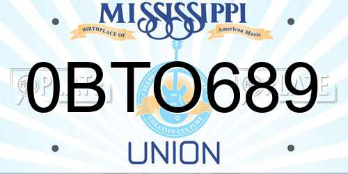 0BTO689 Mississippi License Plate