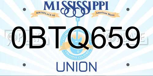 0BTQ659 Mississippi License Plate