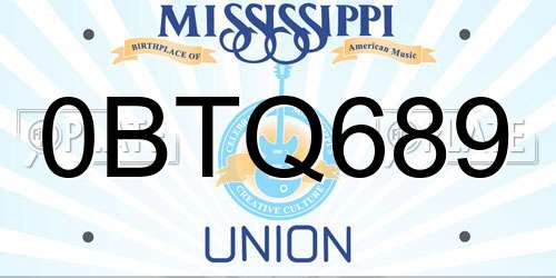 0BTQ689 Mississippi License Plate