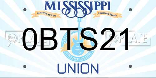 0BTS21 Mississippi License Plate
