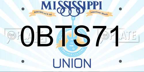 0BTS71 Mississippi License Plate