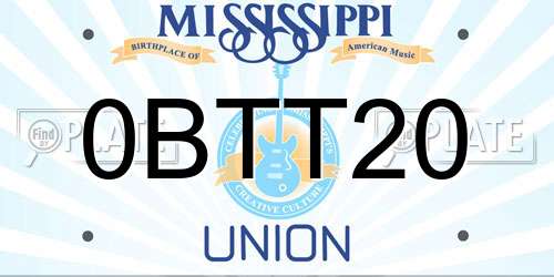 0BTT20 Mississippi License Plate