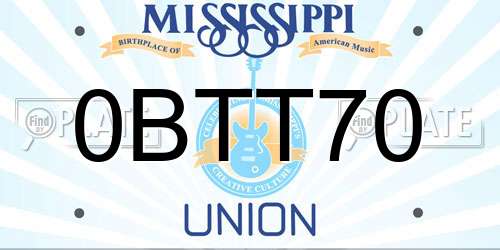 0BTT70 Mississippi License Plate
