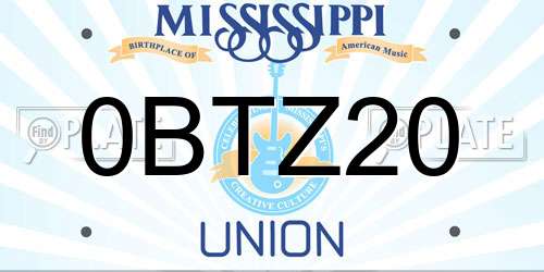 0BTZ20 Mississippi License Plate