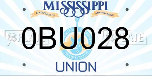 0BU028 Mississippi License Plate