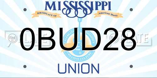 0BUD28 Mississippi License Plate