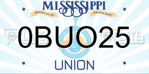 0BUO25 Mississippi License Plate