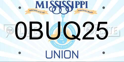 0BUQ25 Mississippi License Plate