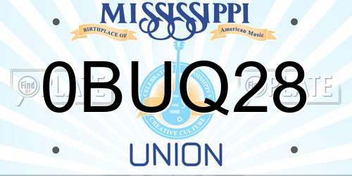 0BUQ28 Mississippi License Plate