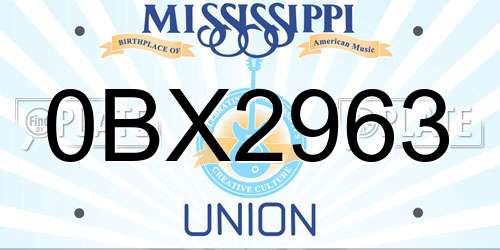 0BX2963 Mississippi License Plate