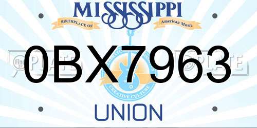 0BX7963 Mississippi License Plate