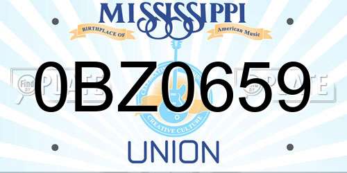 0BZ0659 Mississippi License Plate