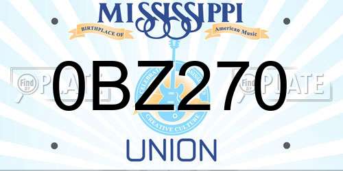0BZ270 Mississippi License Plate