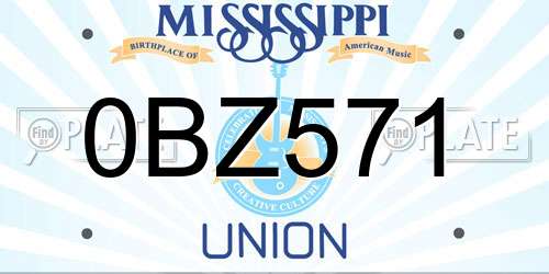 0BZ571 Mississippi License Plate