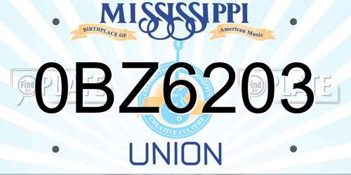 0BZ6203 Mississippi License Plate