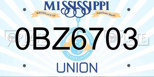 0BZ6703 Mississippi License Plate