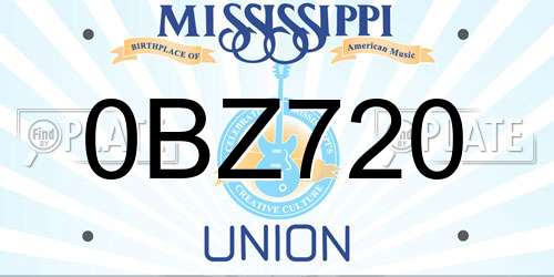 0BZ720 Mississippi License Plate