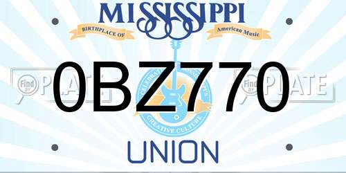 0BZ770 Mississippi License Plate
