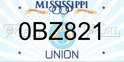 0BZ821 Mississippi License Plate