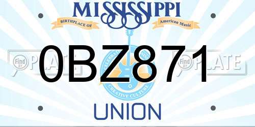 0BZ871 Mississippi License Plate