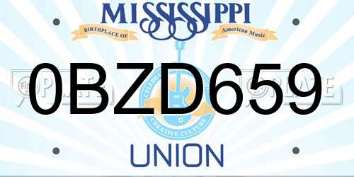 0BZD659 Mississippi License Plate