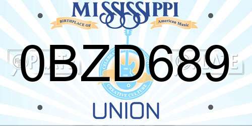 0BZD689 Mississippi License Plate