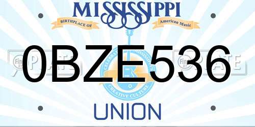 0BZE536 Mississippi License Plate