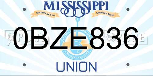 0BZE836 Mississippi License Plate