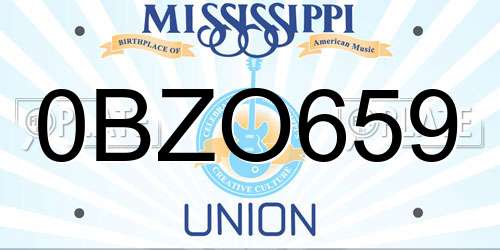 0BZO659 Mississippi License Plate