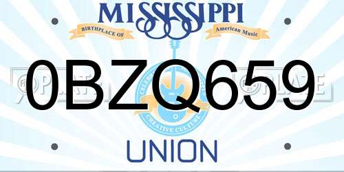 0BZQ659 Mississippi License Plate