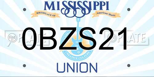 0BZS21 Mississippi License Plate