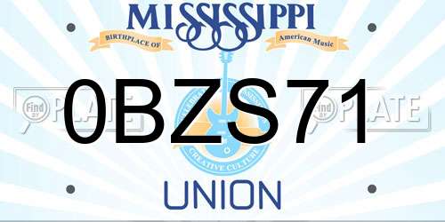 0BZS71 Mississippi License Plate