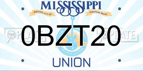 0BZT20 Mississippi License Plate