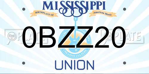0BZZ20 Mississippi License Plate