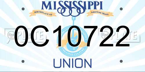 0C10722 Mississippi License Plate