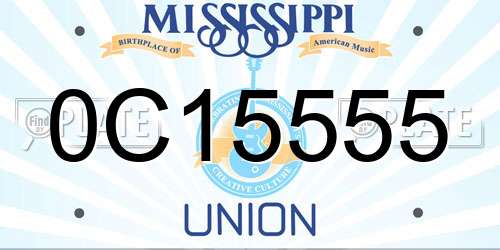 0C15555 Mississippi License Plate