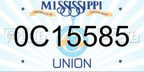 0C15585 Mississippi License Plate