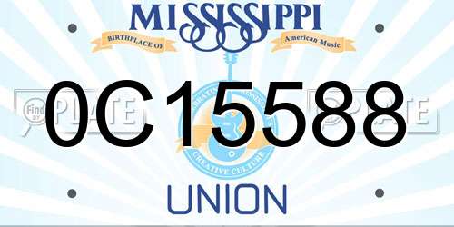 0C15588 Mississippi License Plate