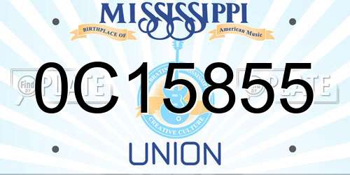 0C15855 Mississippi License Plate