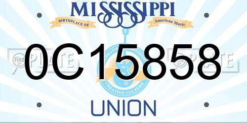 0C15858 Mississippi License Plate