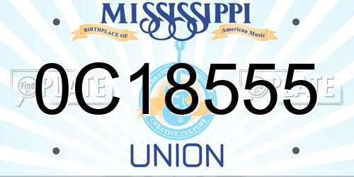 0C18555 Mississippi License Plate