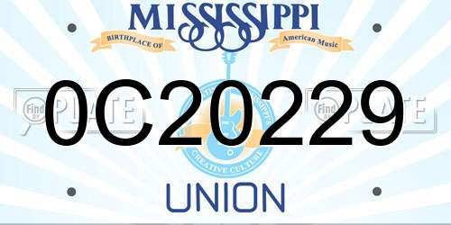 0C20229 Mississippi License Plate