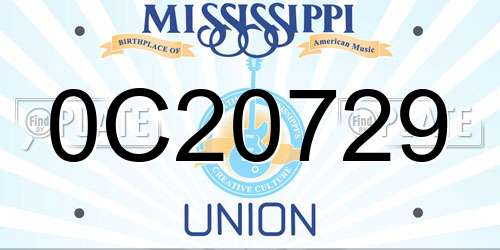 0C20729 Mississippi License Plate