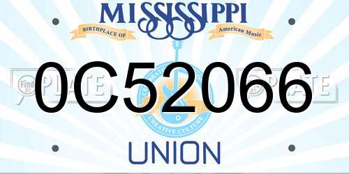 0C52066 Mississippi License Plate